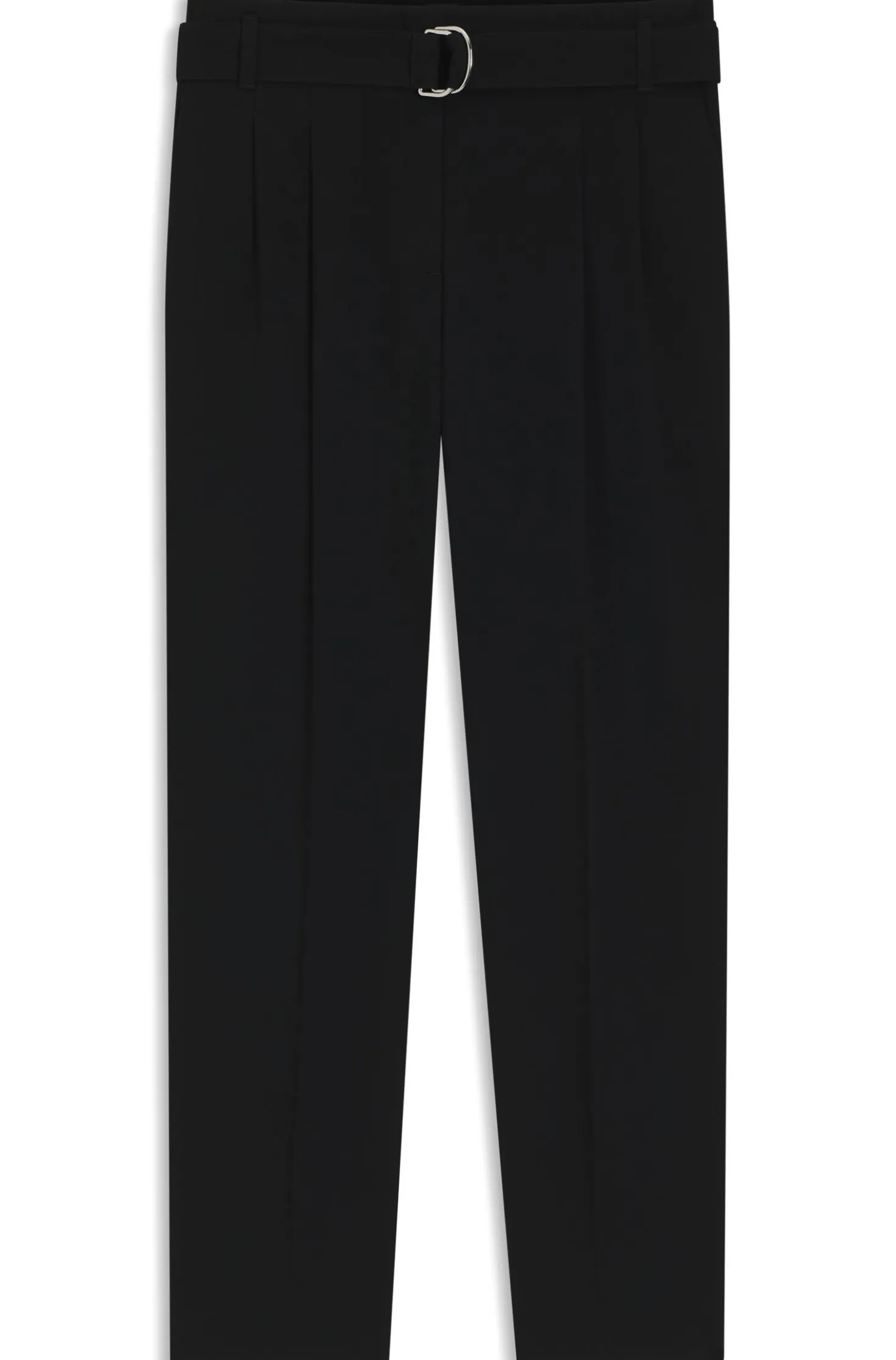 Regular-fit cropped trousers in crease-resistant crepe