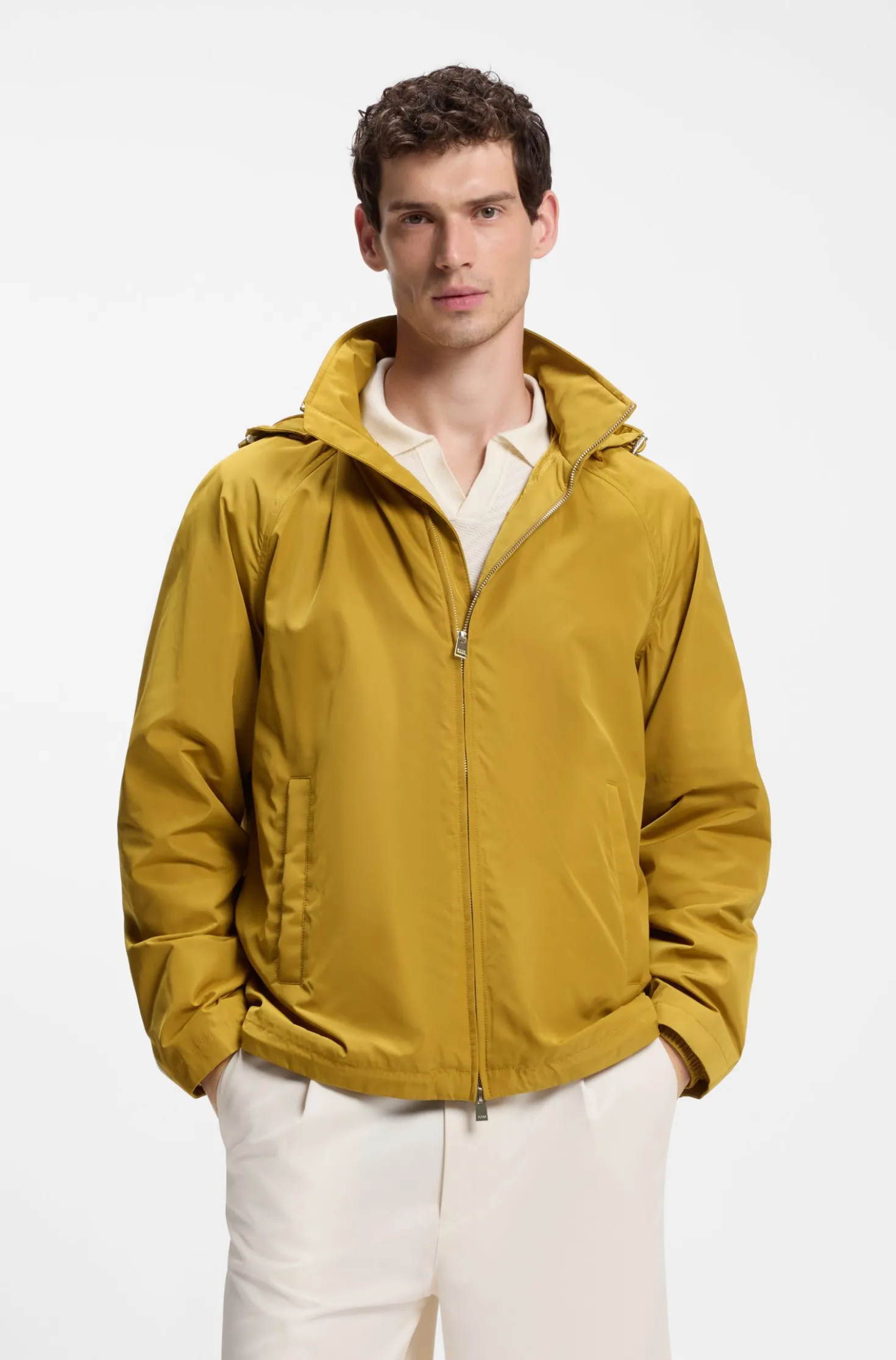 Regular-fit hooded jacket with water-repellent finish