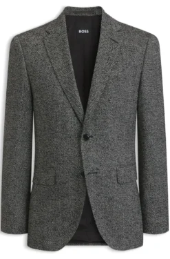 Regular-fit jacket in a herringbone wool blend