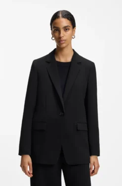 Regular-fit jacket in crease-resistant crepe