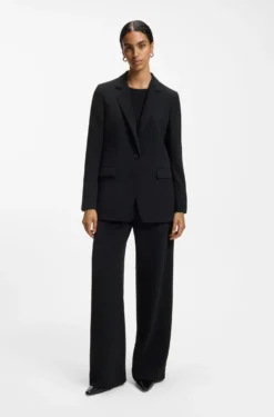 Regular-fit jacket in crease-resistant crepe