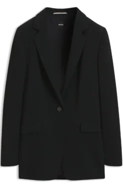 Regular-fit jacket in crease-resistant crepe