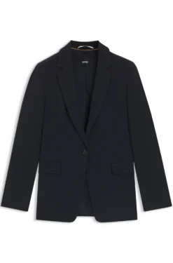 Regular-fit jacket in crease-resistant crepe