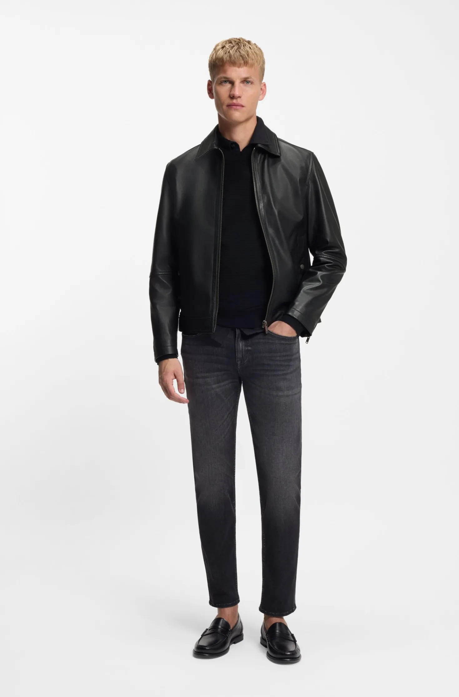 Regular-fit jacket in nappa leather