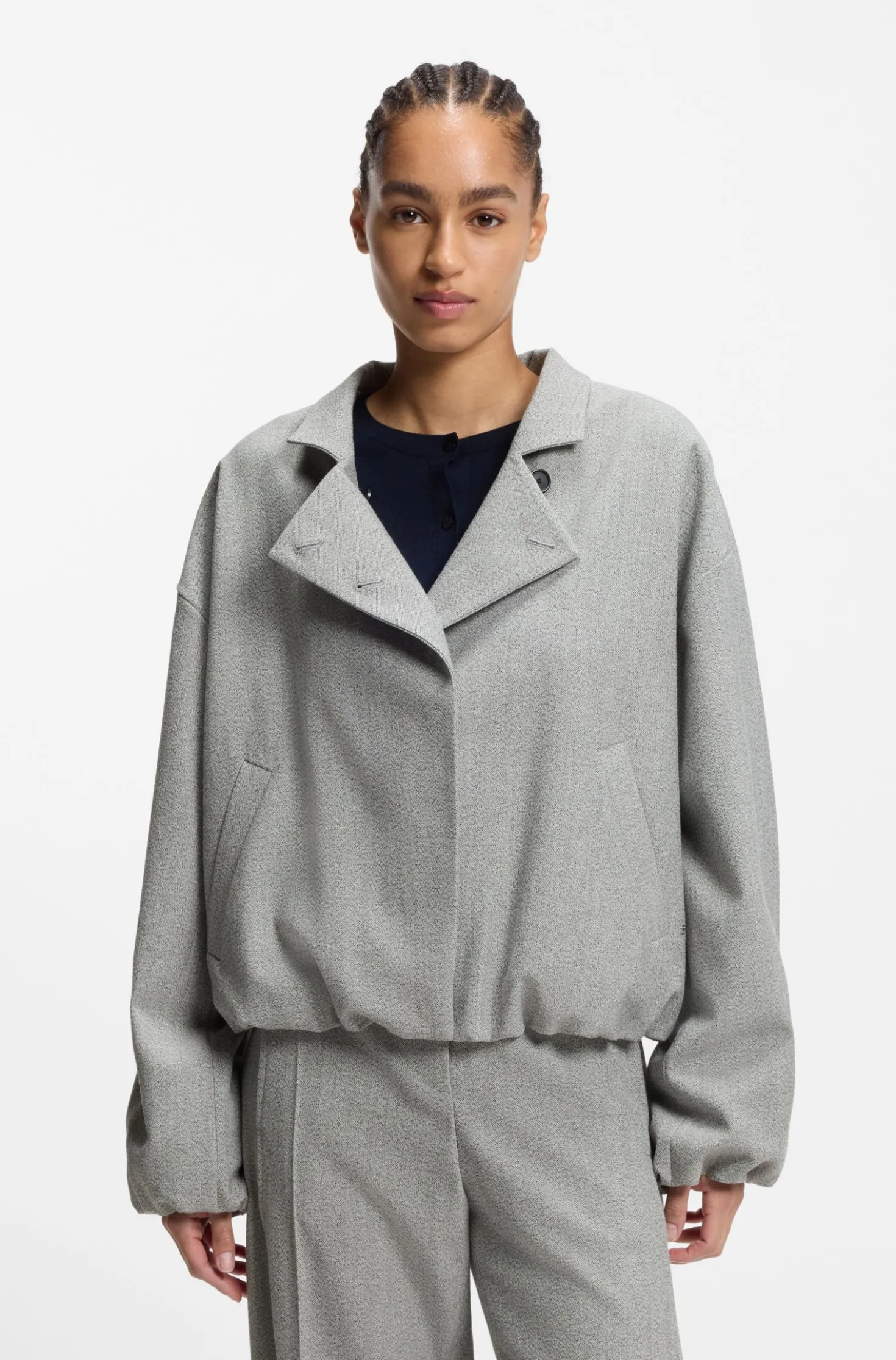 Regular-fit jacket in stretch sharkskin