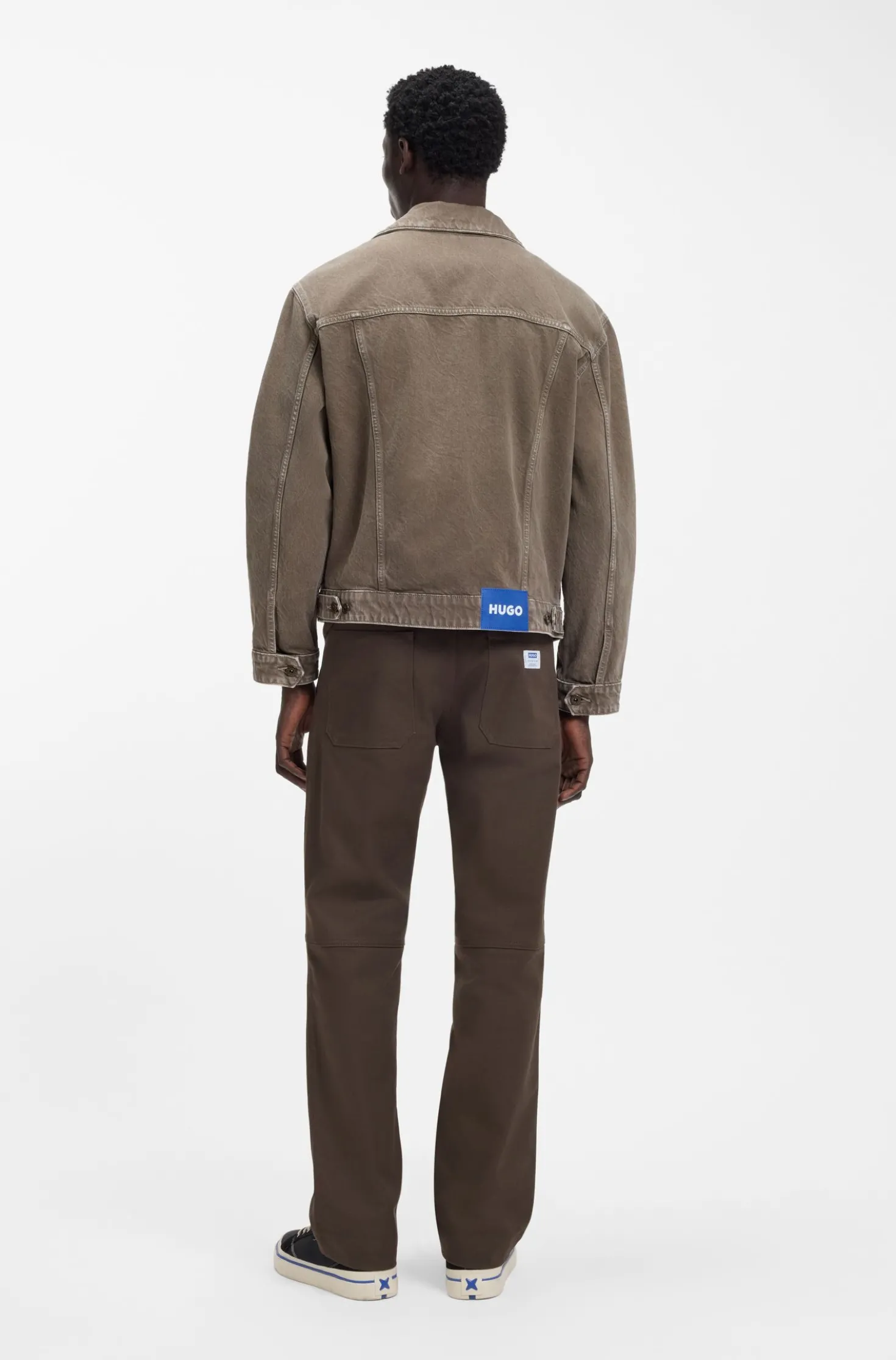 Regular-fit jacket in washed denim