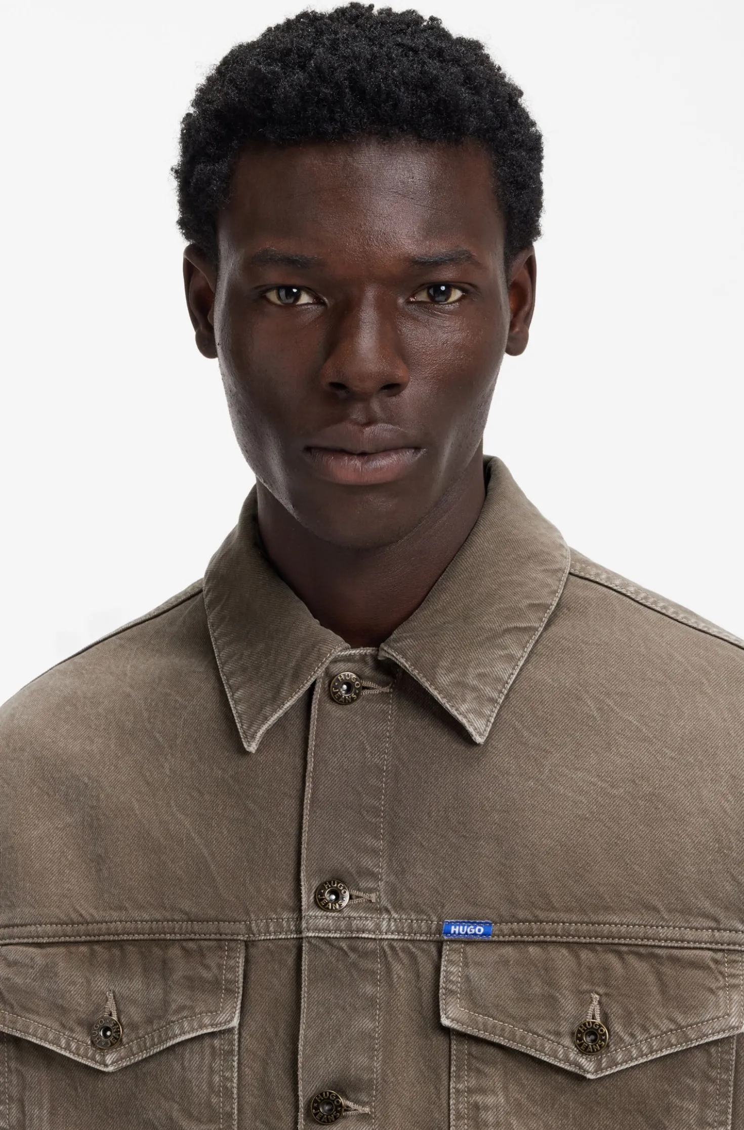Regular-fit jacket in washed denim