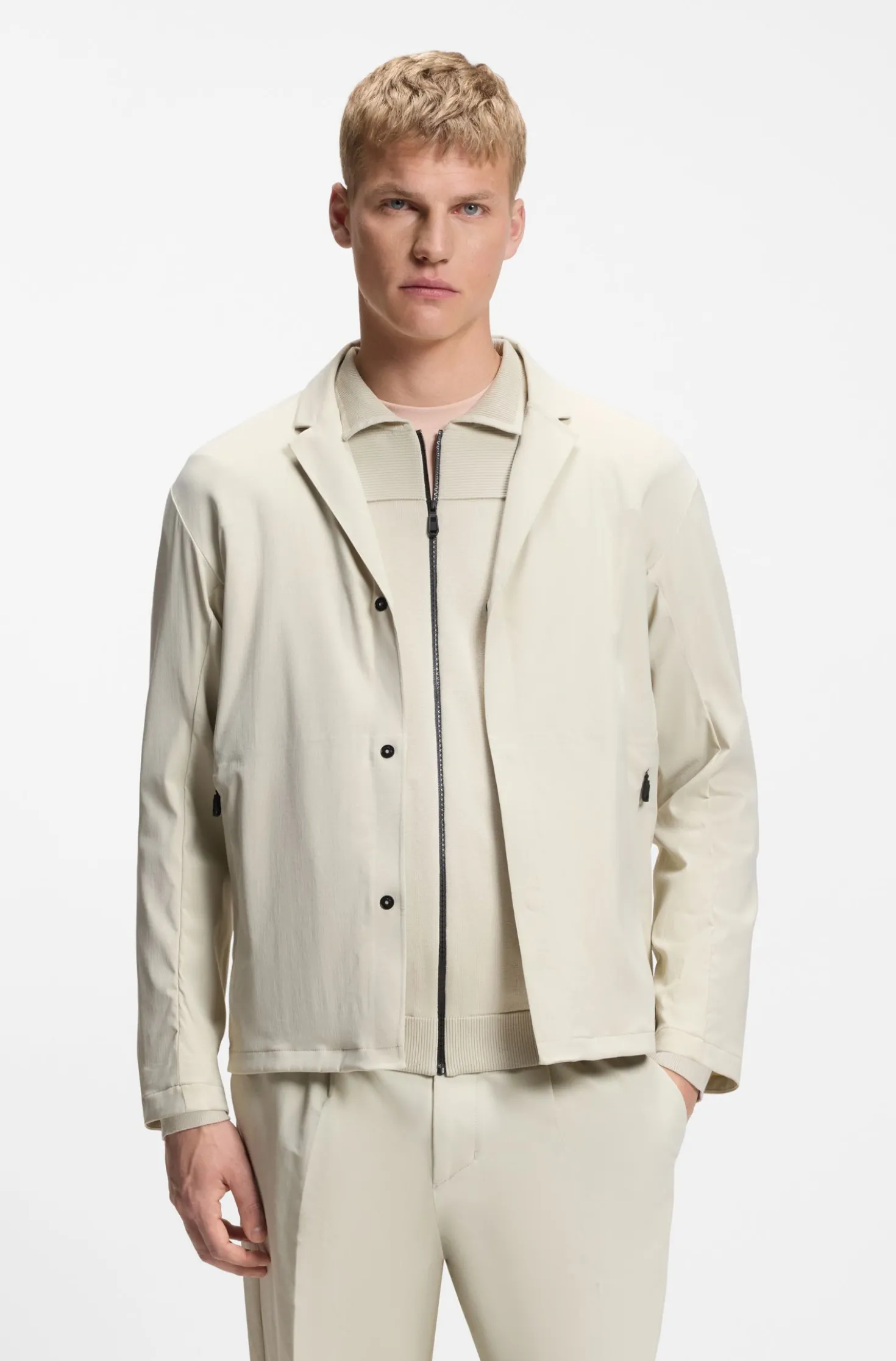 Regular-fit jacket in water-repellent stretch fabric