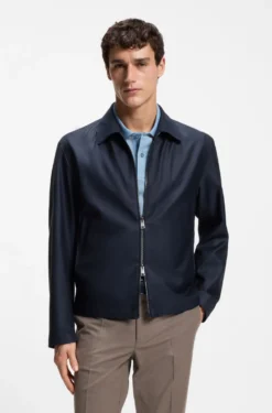 Regular-fit jacket in water-repellent coated fabric