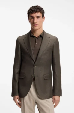 Regular-fit jacket in wool, linen, silk and cashmere