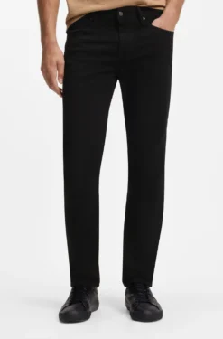 Regular-fit jeans in black stretch denim