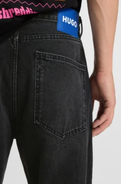 Regular-fit jeans in black washed denim