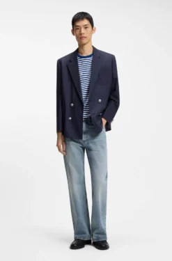 Regular-fit jeans in blue denim with flared leg