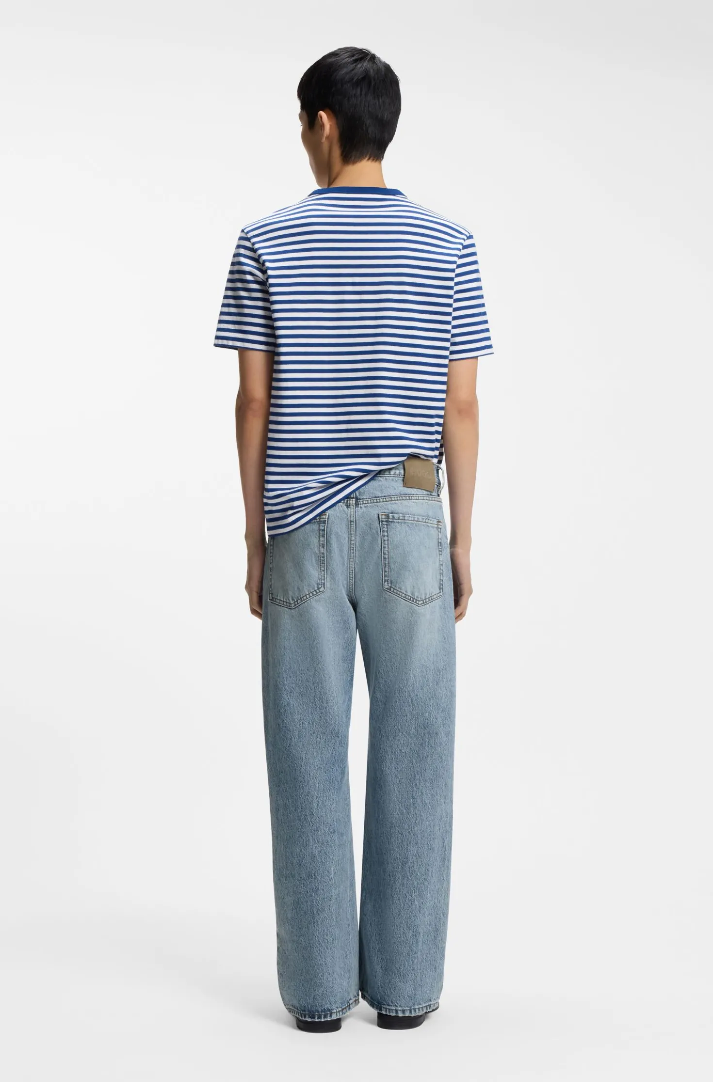 Regular-fit jeans in blue denim with flared leg