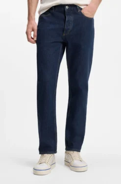 Regular-fit jeans in blue indigo cotton