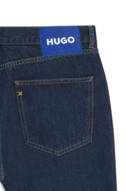 Regular-fit jeans in blue indigo cotton