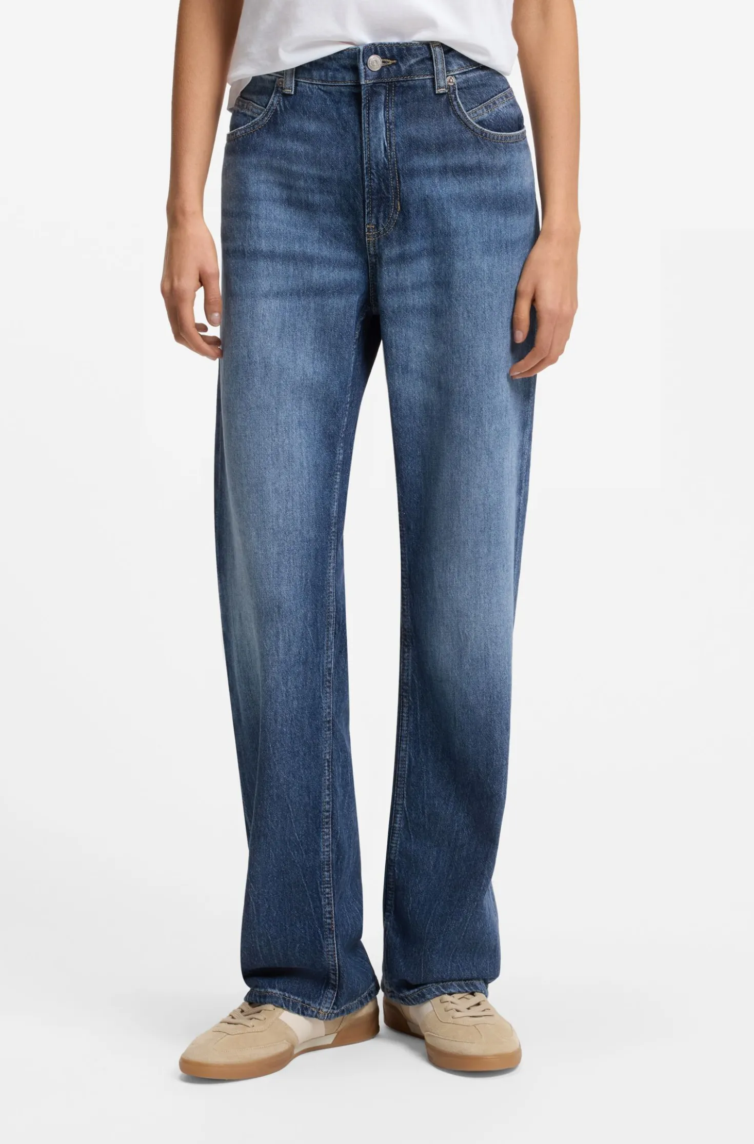 Regular-fit jeans in blue marbled denim