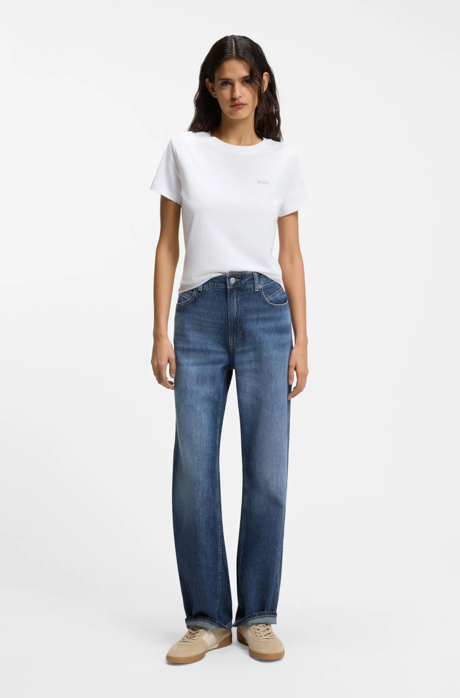 Regular-fit jeans in blue marbled denim