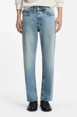 Regular-fit jeans in bright-blue broken-twill fabric