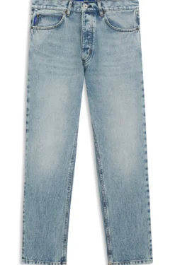 Regular-fit jeans in bright-blue broken-twill fabric