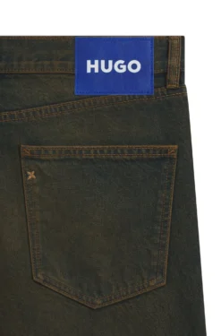 Regular-fit jeans in green-cast rigid denim