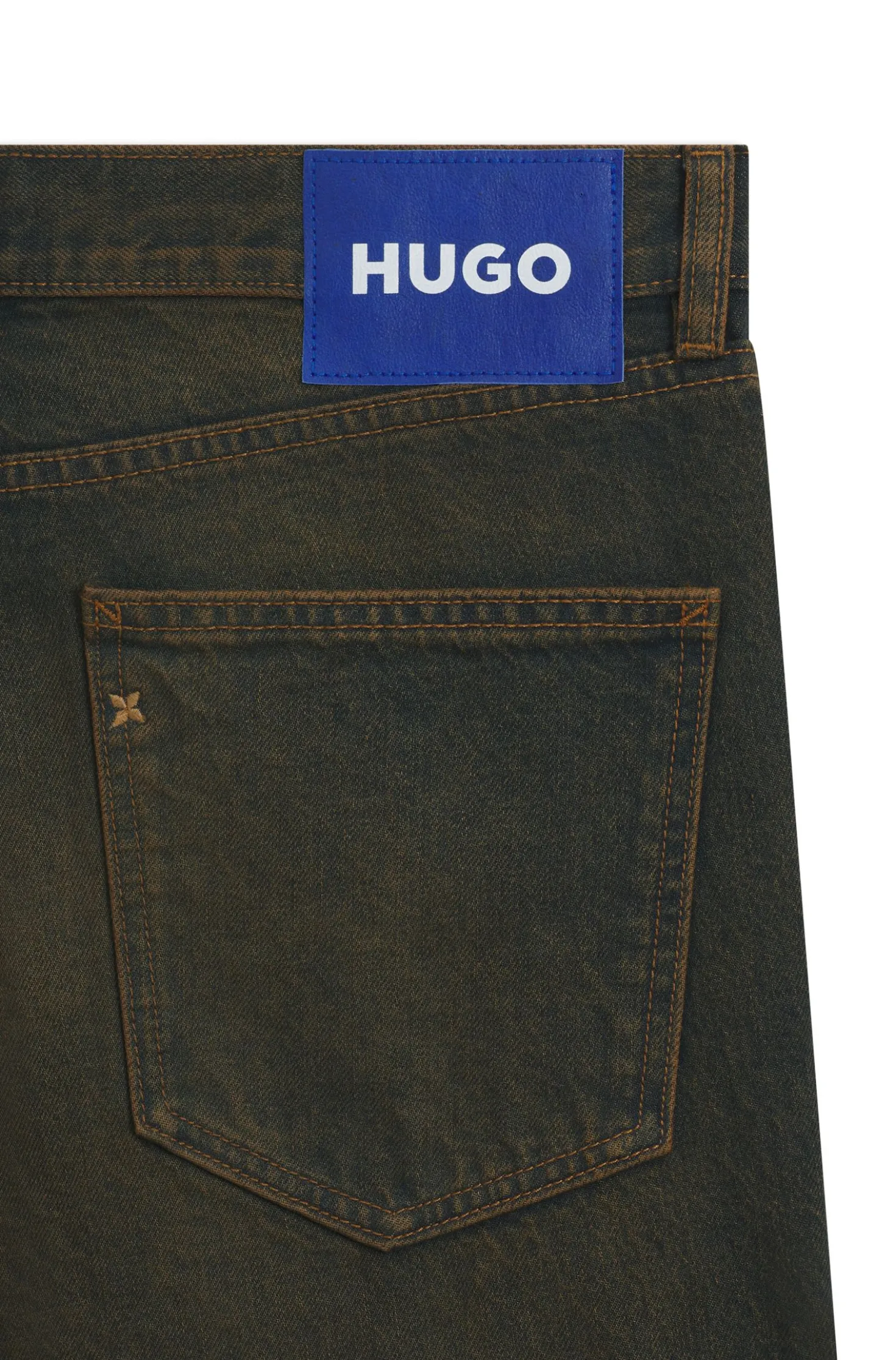 Regular-fit jeans in green-cast rigid denim