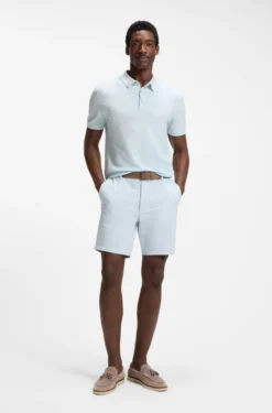 Regular-fit knit polo in structured fabric