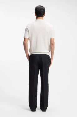 Regular-fit knit polo in structured fabric