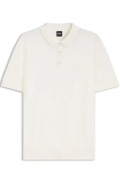 Regular-fit knit polo in structured fabric