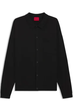 Regular-fit knitted jacket with ribbed trims