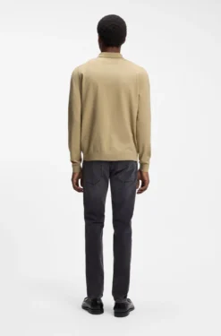 Regular-fit knitted jacket with ribbed trims