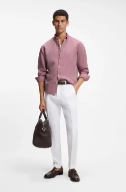 Regular-fit linen shirt with button-down collar