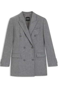 Regular-fit long-length blazer in soft flannel