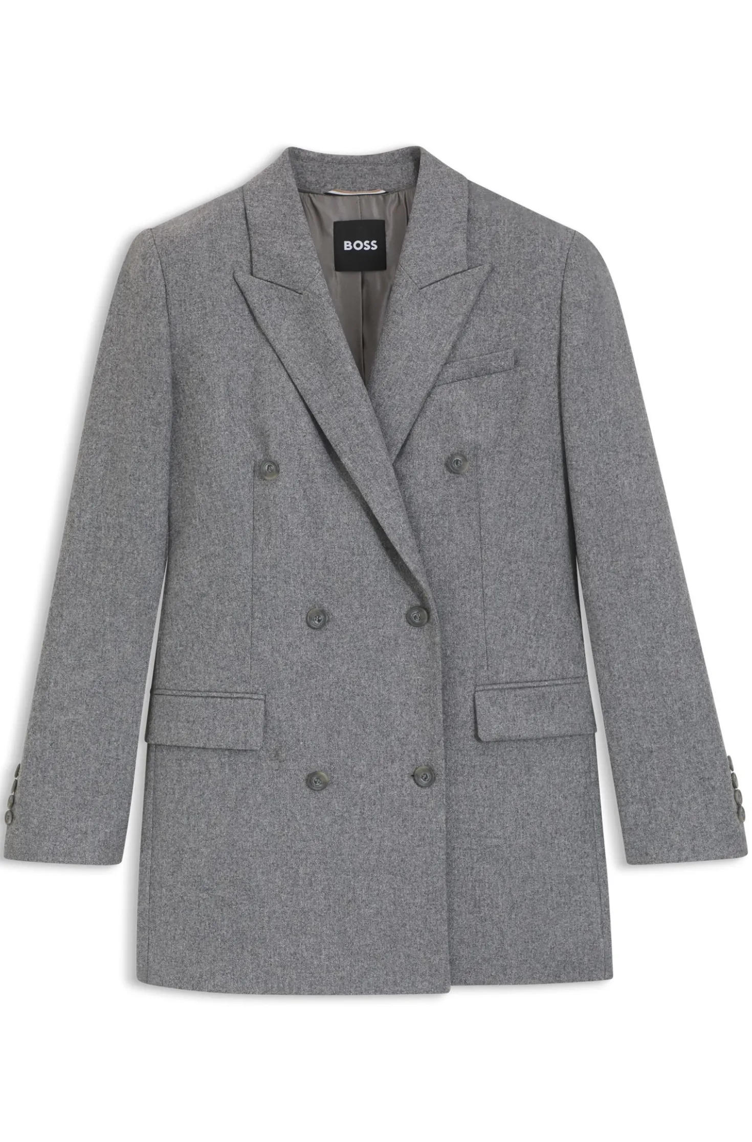 Regular-fit long-length blazer in soft flannel