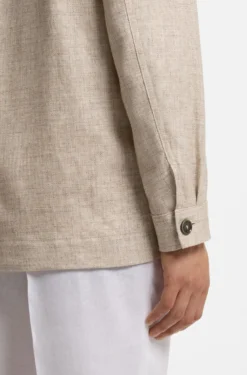 Regular-fit overshirt in virgin wool, silk and linen