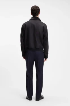 Regular-fit pilot jacket with detachable faux-fur collar