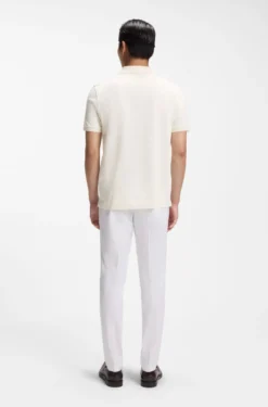 Regular-fit polo in cotton-silk jacquard