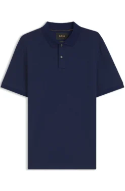 Regular-fit polo in cotton-silk jacquard