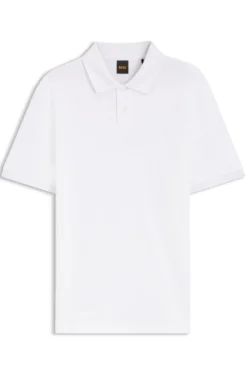 Regular-fit polo shirt in honeycomb-structured cotton piqué