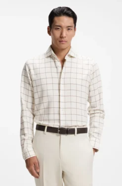Regular-fit shirt in checked cotton flannel