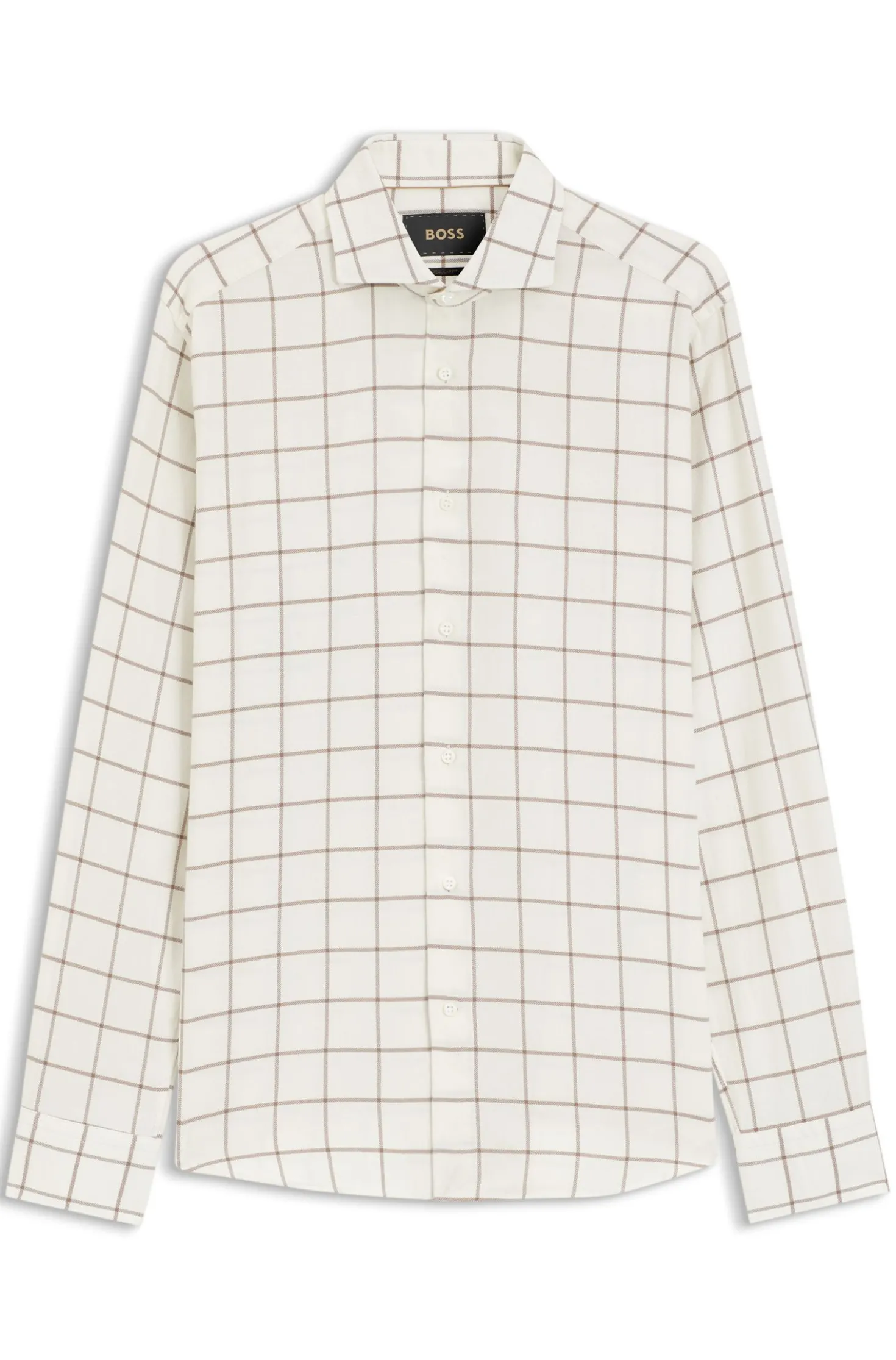 Regular-fit shirt in checked cotton flannel