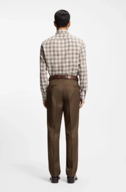 Regular-fit shirt in checked Italian-made cotton