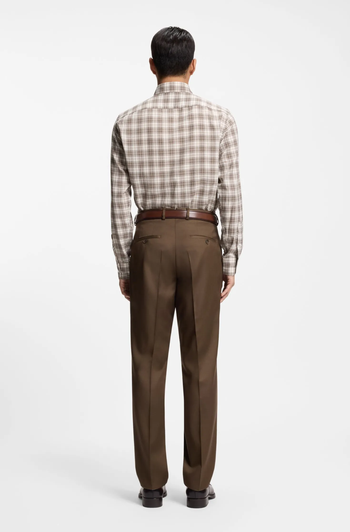 Regular-fit shirt in checked Italian-made cotton