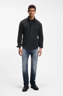 Regular-fit shirt in cotton corduroy