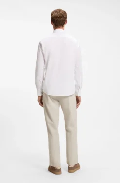 Regular-fit shirt in cotton poplin with embroidered logo