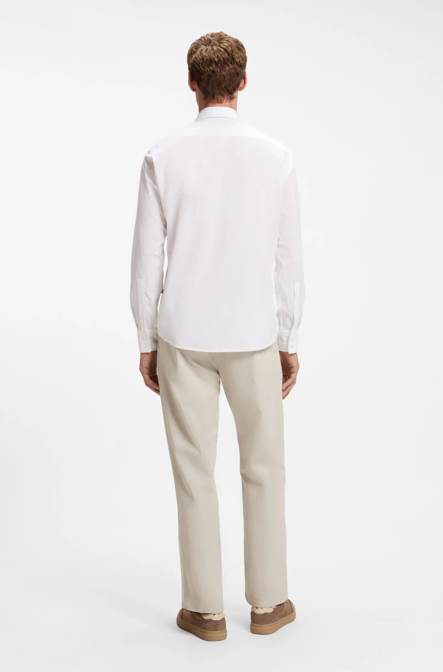Regular-fit shirt in cotton poplin with embroidered logo