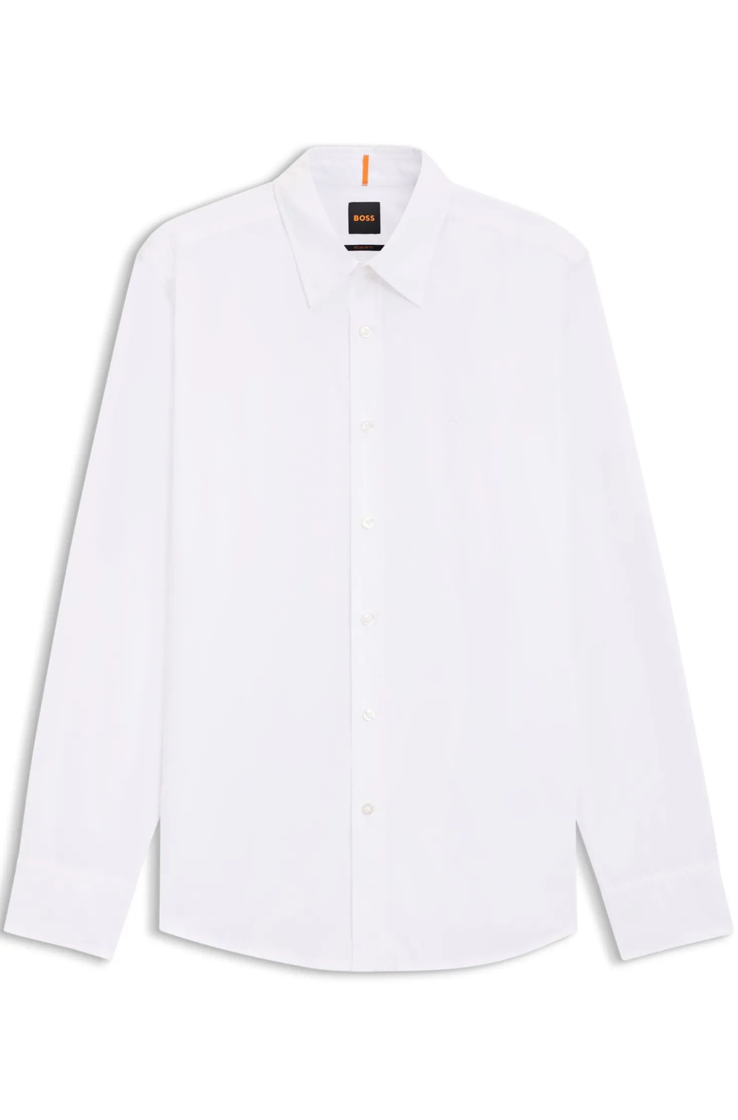 Regular-fit shirt in cotton poplin with embroidered logo
