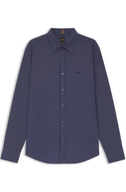 Regular-fit shirt in cotton poplin with embroidered logo