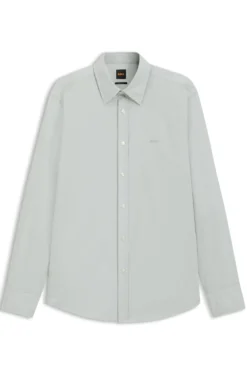 Regular-fit shirt in cotton poplin with embroidered logo