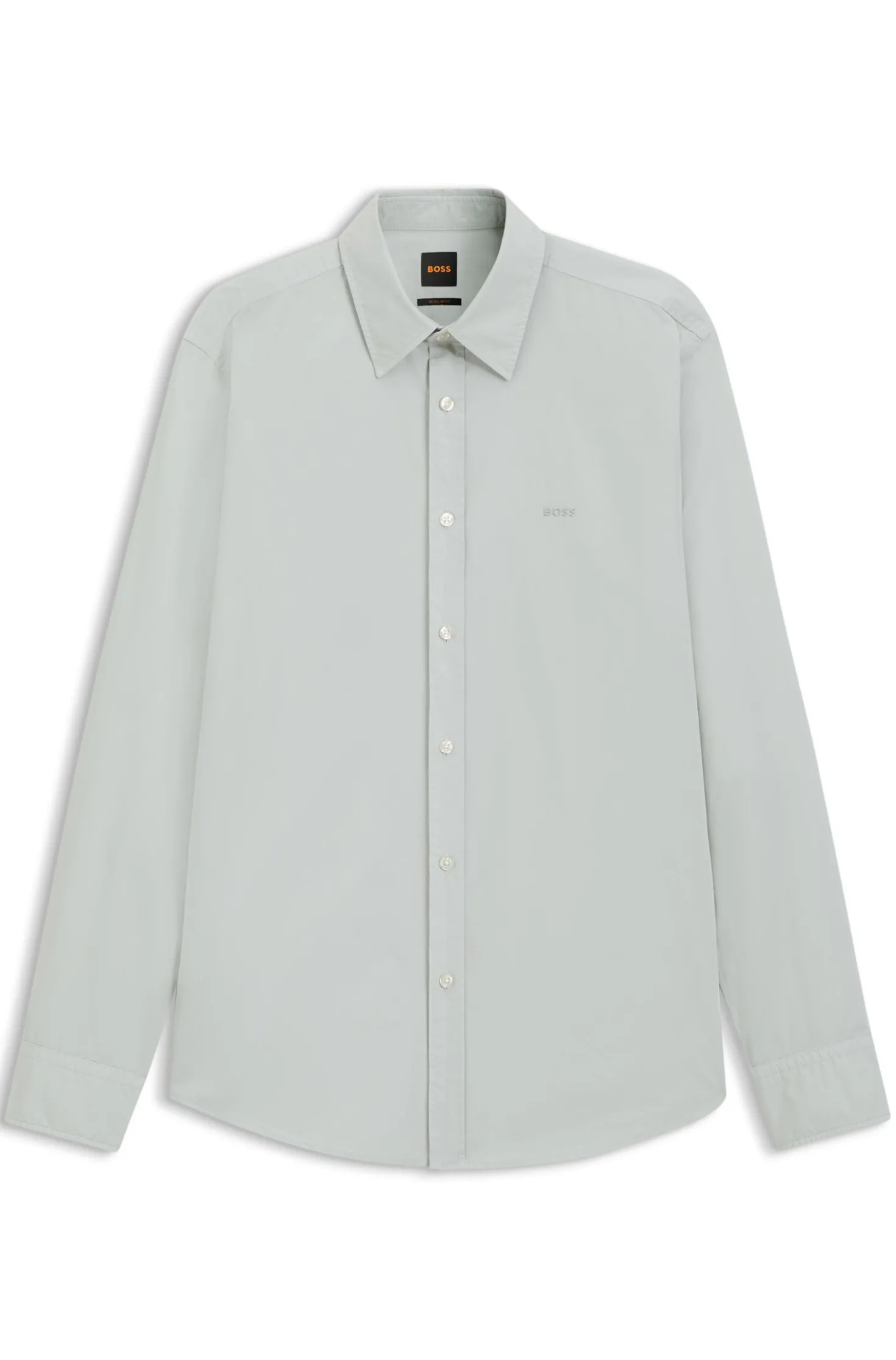 Regular-fit shirt in cotton poplin with embroidered logo